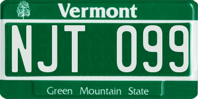 VT license plate NJT099