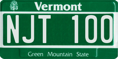 VT license plate NJT100