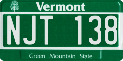 VT license plate NJT138