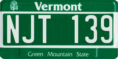 VT license plate NJT139