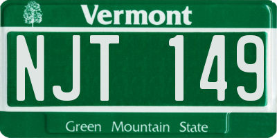 VT license plate NJT149
