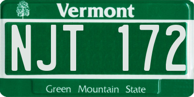 VT license plate NJT172
