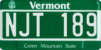 VT license plate NJT189