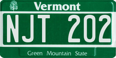 VT license plate NJT202