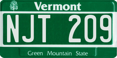 VT license plate NJT209