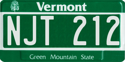 VT license plate NJT212