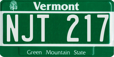 VT license plate NJT217