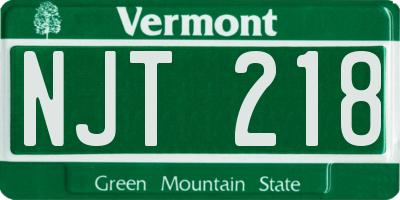 VT license plate NJT218