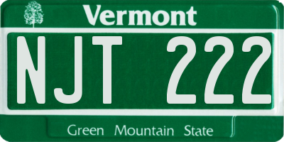 VT license plate NJT222