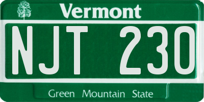 VT license plate NJT230
