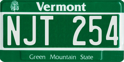 VT license plate NJT254
