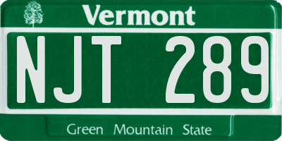 VT license plate NJT289