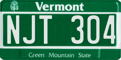 VT license plate NJT304