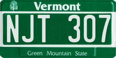 VT license plate NJT307