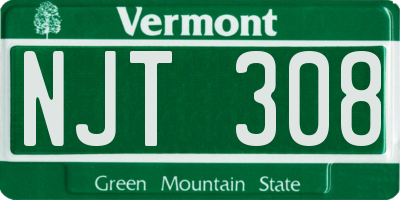 VT license plate NJT308
