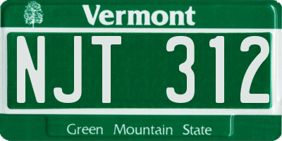 VT license plate NJT312