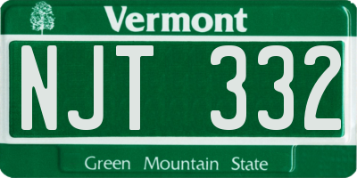 VT license plate NJT332
