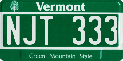 VT license plate NJT333