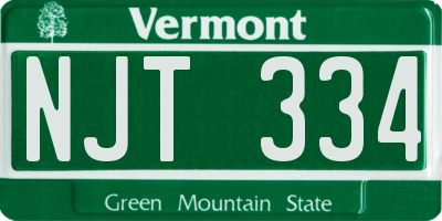 VT license plate NJT334