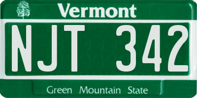 VT license plate NJT342