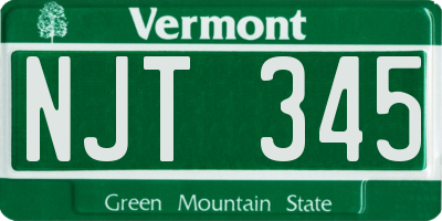VT license plate NJT345