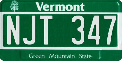 VT license plate NJT347