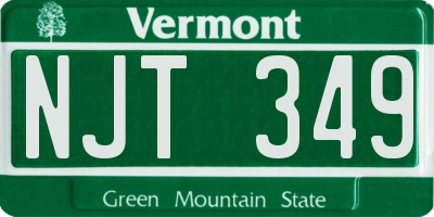 VT license plate NJT349