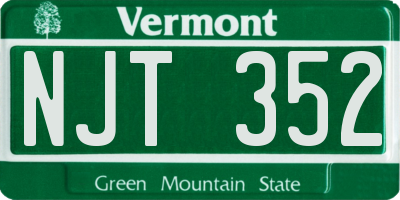 VT license plate NJT352