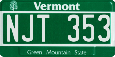VT license plate NJT353