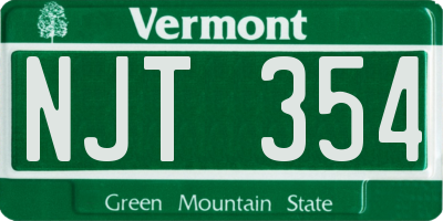 VT license plate NJT354