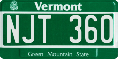 VT license plate NJT360