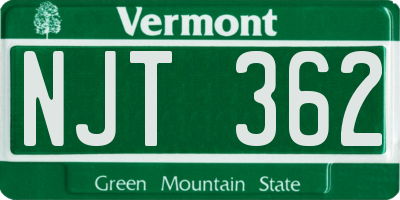 VT license plate NJT362