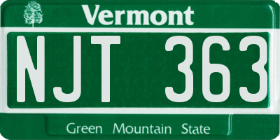 VT license plate NJT363