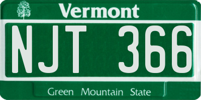 VT license plate NJT366
