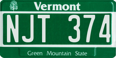 VT license plate NJT374