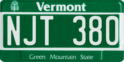 VT license plate NJT380