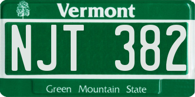 VT license plate NJT382