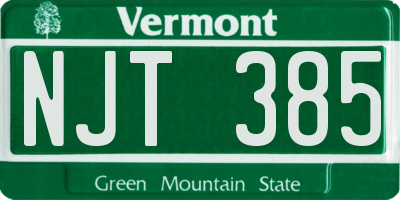 VT license plate NJT385
