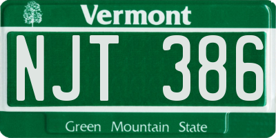 VT license plate NJT386
