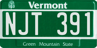 VT license plate NJT391