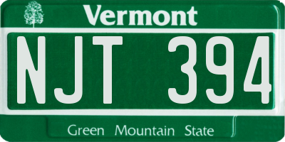 VT license plate NJT394