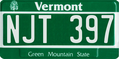 VT license plate NJT397