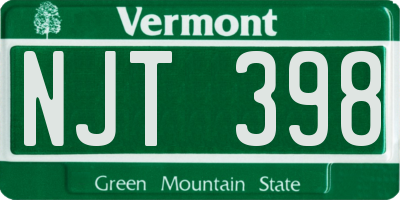 VT license plate NJT398