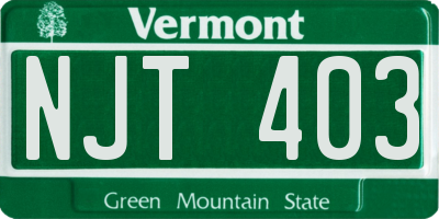 VT license plate NJT403