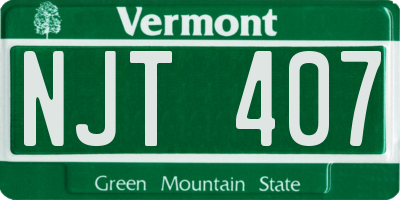 VT license plate NJT407