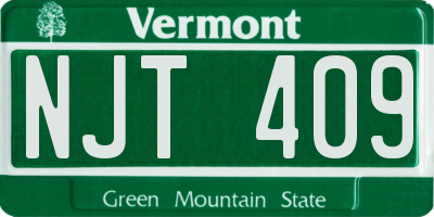 VT license plate NJT409