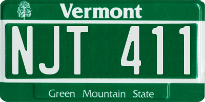 VT license plate NJT411