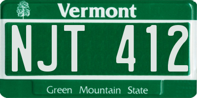VT license plate NJT412