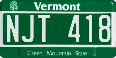 VT license plate NJT418