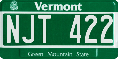 VT license plate NJT422